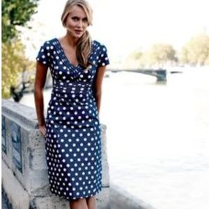 Boden blue polka dot dress 6 petite